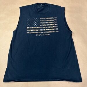 Realtree Black Sleeveless Shirt Camo American Flag Mens XL